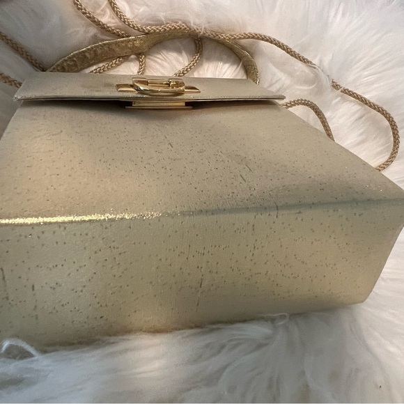 Y&S Gold Metallic Square Box Evening Bag - Picture 5 of 7